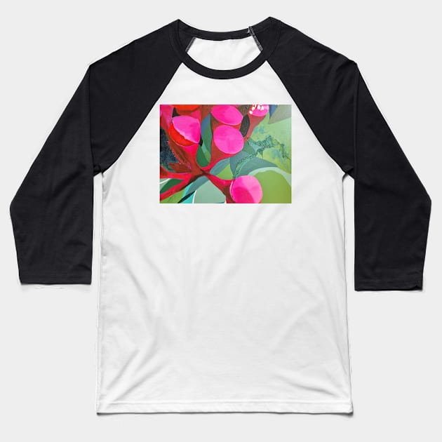 Hot Pink Gum Nut Design Baseball T-Shirt by leahgay